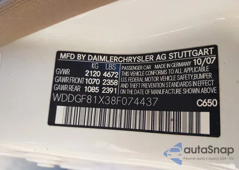 2008 Mercedes-Benz C 300 Luxury 4Matic/Sport 4Matic from USA, damaged, VIN WDDGF81X38F074437